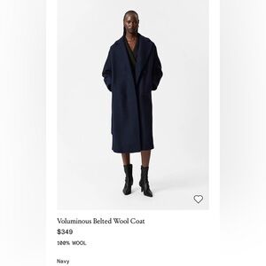 Altier & other stories Voluminous Belted Wool Coat Navy size M